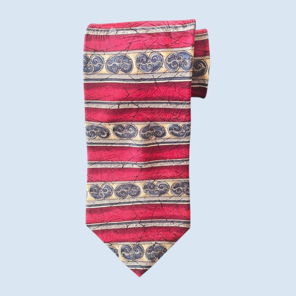 Stafford Men's Silk Red, Tan & Blue Tie
